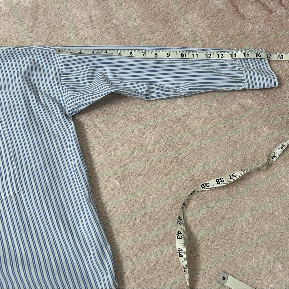 Everlane Soft Cotton Popover Shirt Blue White Stripe Size 2 Office Business - Picture 9 of 9